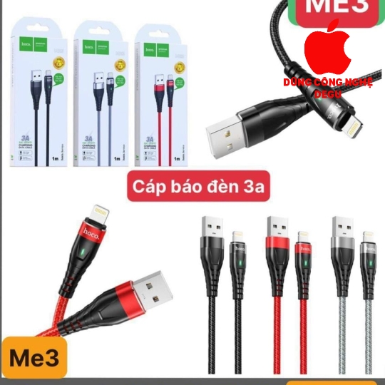 CÁP IPHONE HOCO CHÍNH HÃNG  SẠC NHANH 3A ME3 (ĐÈN )
