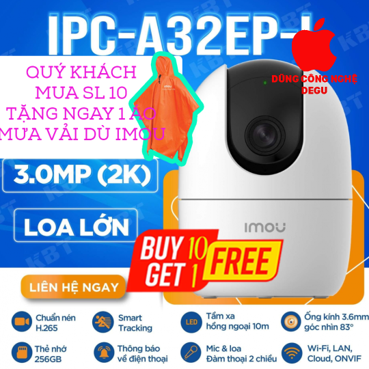Camera IP Wifi IMOU RANGER 3MP - IPC-A32EP-L 3MP 2K