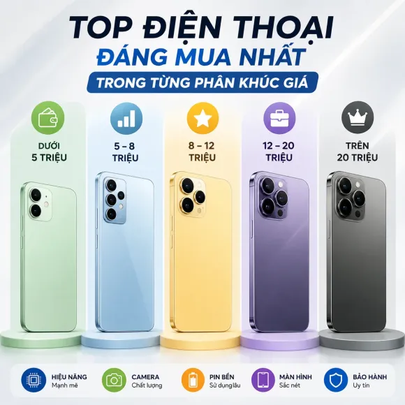 Top điện thoại đáng mua nhất trong từng phân khúc giá
